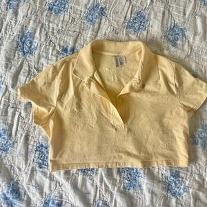 Pastel Yellow Crop Polo
